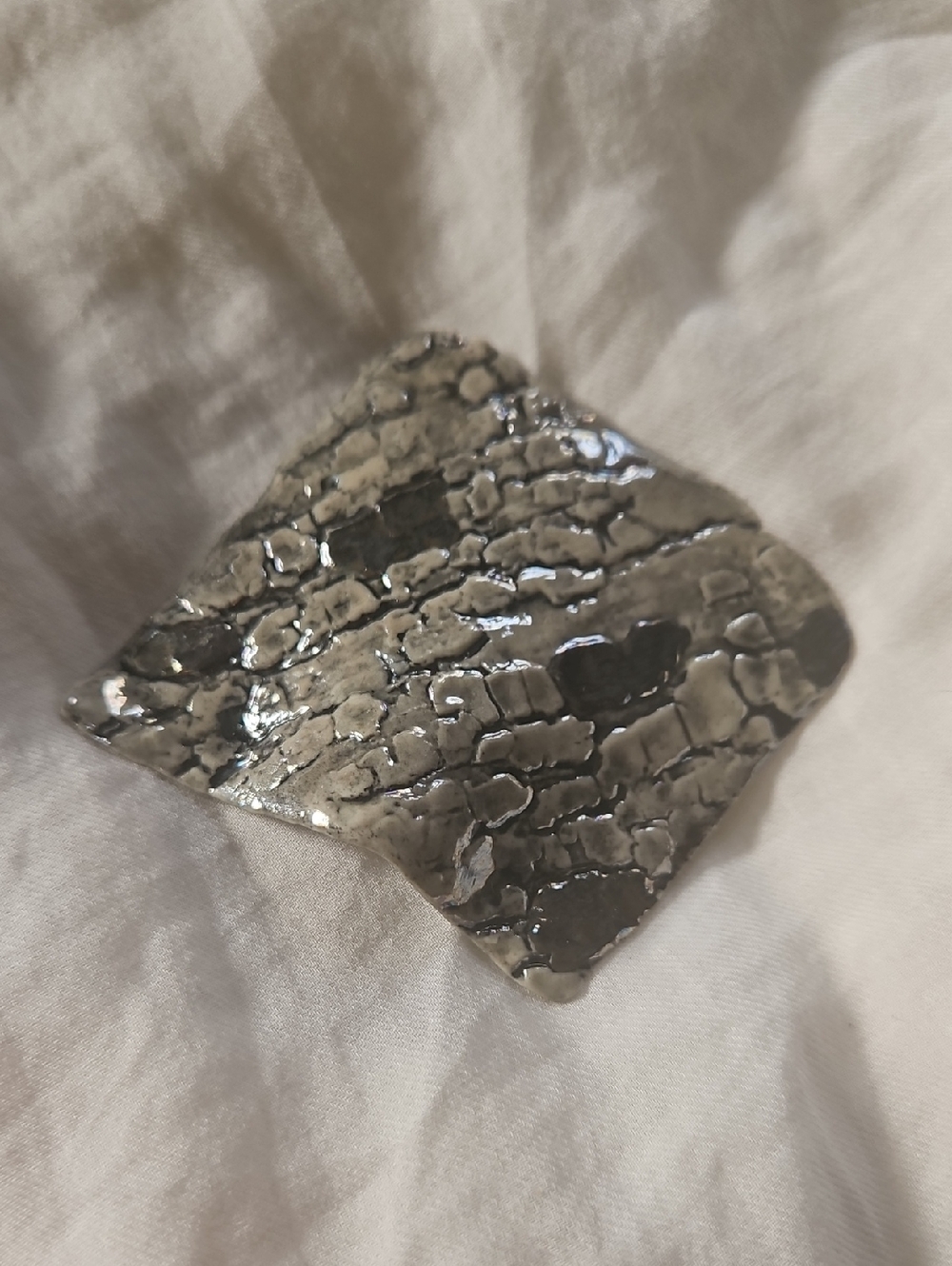 Textured Metallic Silver Statement Brooch